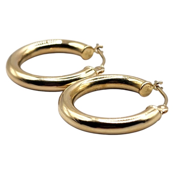 14 Karat Yellow Gold Circle Hoop Earrings #20467 - Picture 3 of 6